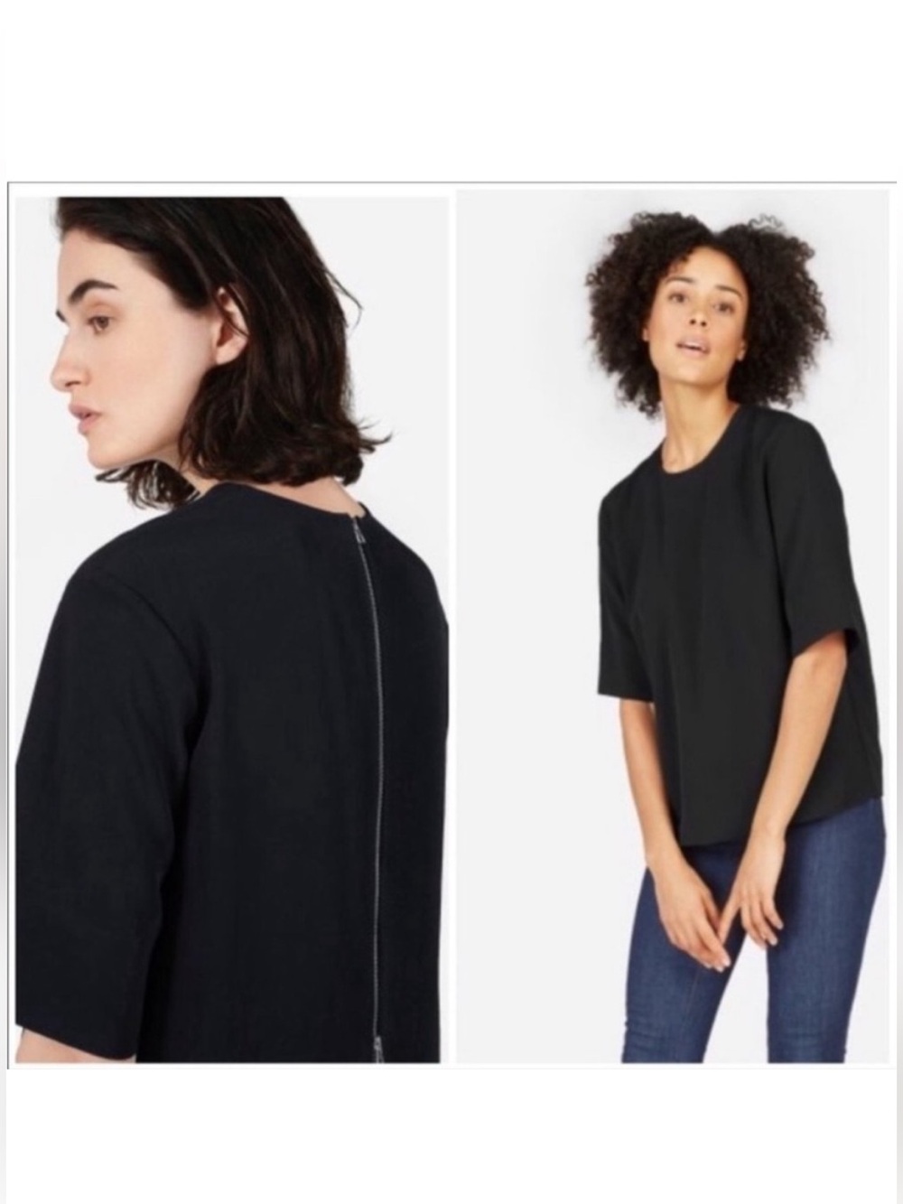 New Everlane back zip top Japanese goweave blouse work solid contemporary modern